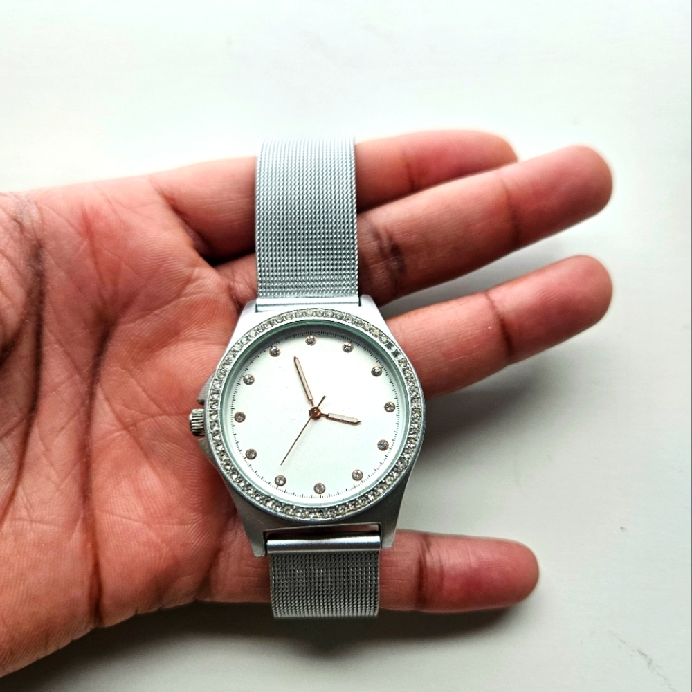 Sliver rhinestone watch